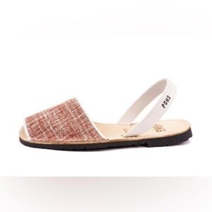 NEW PONS CLASSIC STYLE TEXTILE ABSTRACT RED SANDALS SIZE 10
